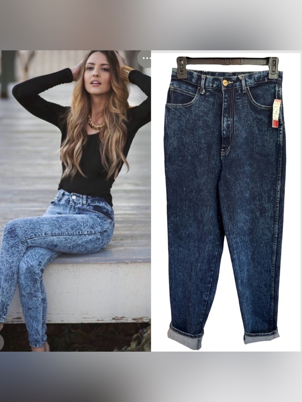 VTG 80s Traffic Acid Wash Jeans 10 deadstock High Waisted Mom Tapered Grunge